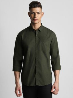 Peter England - Men Green Slim Fit Print Shirt