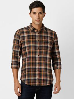 Peter England - Men Multi Super Slim Fit Check Full Sleeves Casual Shirt