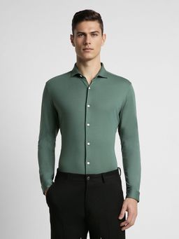 Peter England - Men Green Super Slim Fit Full Sleeves Formal Shirt