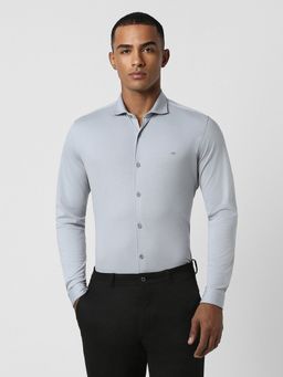 Peter England - Men Grey Super Slim Fit Full Sleeves Formal Shirt