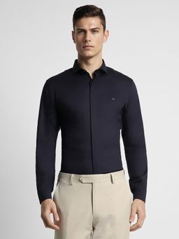 Peter England - Men Navy Super Slim Fit Full Sleeves Formal Shirt