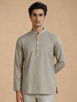 Manyavar - Sage Green Cotton Short Kurta for Men
