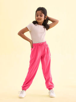 Go Colors - Pink Solid Relaxed Fit Joggers