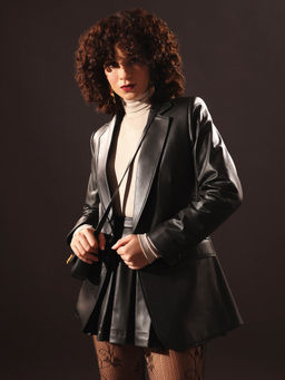 VOLCAPE - Black Allison Blazer & Pleated Skirt (Set of 2)