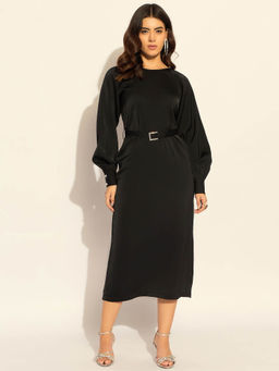 Powersutra - Chic Semi-Fitted Full Sleeves Midi Dress with Belt (Set of 2)