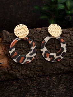 E2O - Contemporary Gold Plated Multicolour Embellished Drop Earring