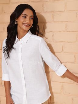 Fabindia - White Linen Solid Shirt