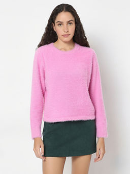 VERO MODA - Pink Fuzzy Pullover Sweater