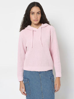 VERO MODA - Pink Hooded Pullover Sweater