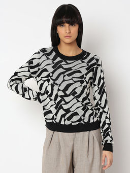 VERO MODA - Black Abstract Print Pullover Sweater