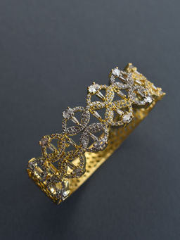 Peach Tassels - White Stones Golden Bracelet