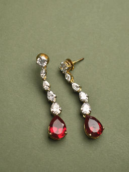 Peach Tassels - Red and White Stone Ad Earrings