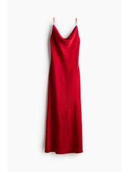 H&M - Women Red Cowl-Neck Satin Dress