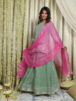 Mulmul - Gul-Iffat Short Kurti-Skirt & Dupatta (Set of 3)