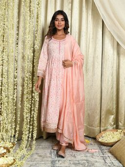 Mulmul - Gul-Sabah Flared Kurta-Pant & Dupatta (Set of 3)