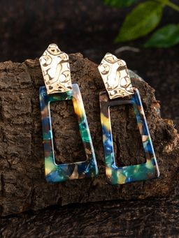 E2O - Contemporary Gold Plated Multicolour Embellished Drop Earring