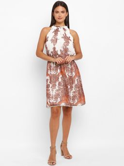Taurus - White Printed Georgette Dress