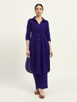 Thevasa - Aurora Purple Bellisimo Belted Solid Kurta and Pant (Set of 2)