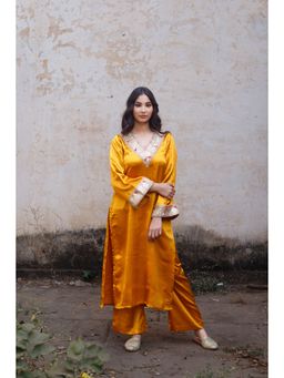 SALVIA SKY - Yellow Golden Embellished Kurta with Palazzo (Set of 2)