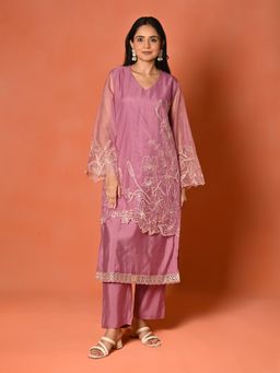ISHKIYA - Purple Women Kurta with Pant and Dupatta (Set of 3)