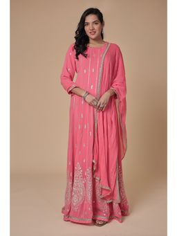Zari Jaipur - Peach Kurta with Pant and Dupatta (Set of 3)