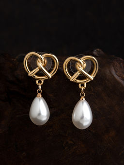 E2O - Contemporary Gold Plated Multicolour Embellished Drop Earring White Stone