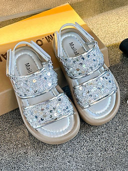 Hopscotch - Girls Silver Sequin Embellished Sandals