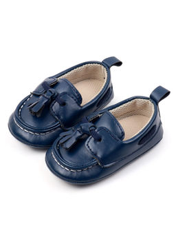 Hopscotch - Boys Navy Solid Tassel Applique Loafers