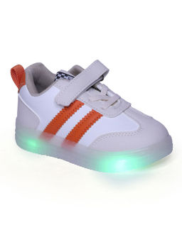 Hopscotch - Unisex White and Orange Checkered LED Sneakers