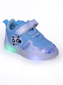 Hopscotch - Unisex Blue Panda Applique LED Sneakers