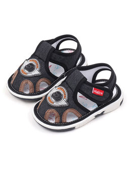 Hopscotch - Unisex Black Racing Car Applique Sandals