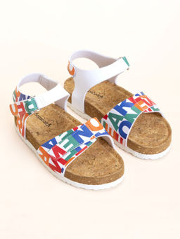 Hopscotch - Text Print Open Toe Sandals