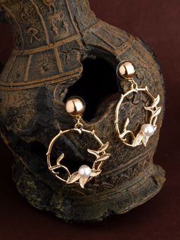 E2O - Contemporary Gold Plated Multicolour Embellished Drop Earring White Stone