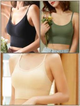 BRACHY - Womens Removable Padded Sports Workout Bra Multi-Color (Pack of 3)