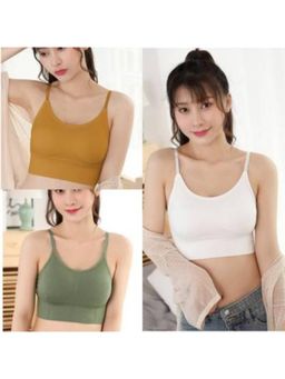 BRACHY - Womens Removable Padded Sports Workout Bra Multi-Color (Pack of 3)