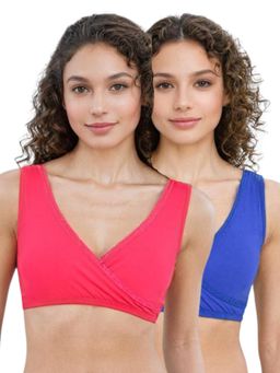 Adira - Medium Coverage Plunge Bra Pink & Blue (Pack of 2)