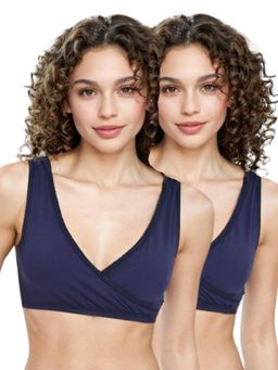 Adira - Medium Coverage Plunge Bra Navy Blue (Pack of 2)