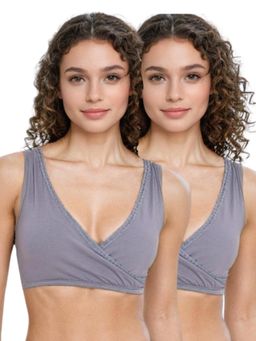 Adira - Medium Coverage Plunge Bra Grey (Pack of 2)