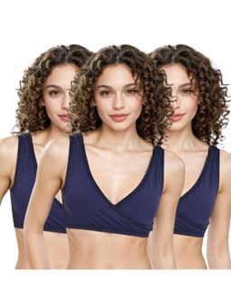 Adira - Medium Coverage Plunge Bra Navy Blue (Pack of 3)