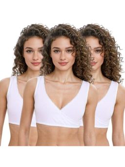 Adira - Medium Coverage Plunge Bra White (Pack of 3)
