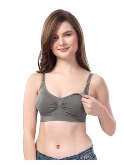 BRACHY - Removable Padded Full Coverage Maternity Breastfeeding Bra Grey