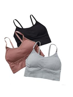 BRACHY - Women Cotton Padded Bra Everyday Workout Bralette Multi-Color (Pack of 3)