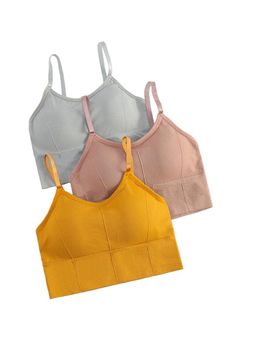 BRACHY - Women Cotton Padded Bra Everyday Workout Bralette Multi-Color (Pack of 3)