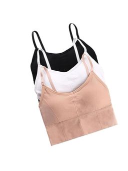 BRACHY - Women Cotton Padded Bra Everyday Workout Bralette Multi-Color (Pack of 3)