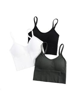 BRACHY - Women Cotton Padded Bra Everyday Workout Bralette Multi-Color (Pack of 3)