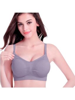 BRACHY - Removable Padded Full Coverage Maternity Breastfeeding Bra Grey
