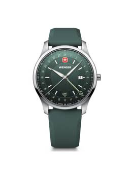Wenger - City Gmt Swiss Made 42 Mm Green Dial Men Watch (01.1442.101) (M)