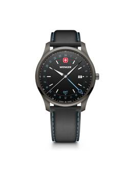 Wenger - City Gmt Swiss Made 42 Mm Black Dial Men Watch (01.1442.105) (M)