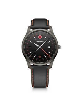 Wenger - City Gmt Swiss Made 42 Mm Black Dial Men Watch (01.1442.106) (M)