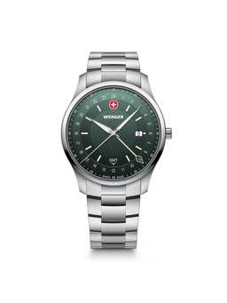 Wenger - City Gmt Swiss Made 42 Mm Green Dial Men Watch (01.1442.107) (M)